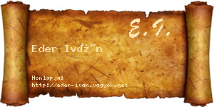 Eder Iván névjegykártya